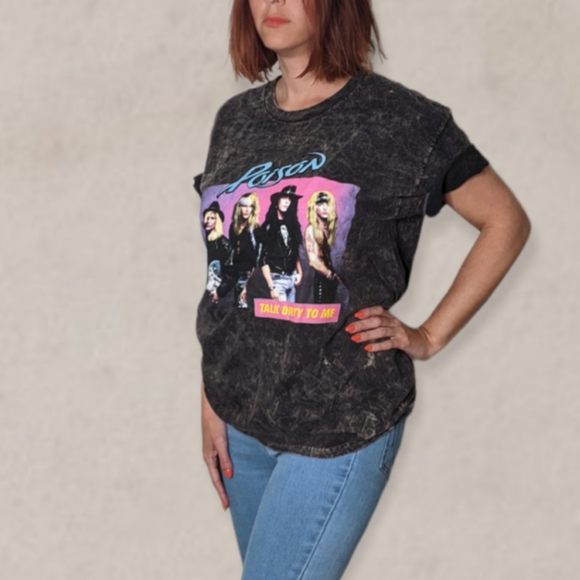 CYANIDE PRODUCTIONS Poison Rock Band "Talk Dirty To Me" Graphic Tee ~ NWOT - Picture 2 of 8